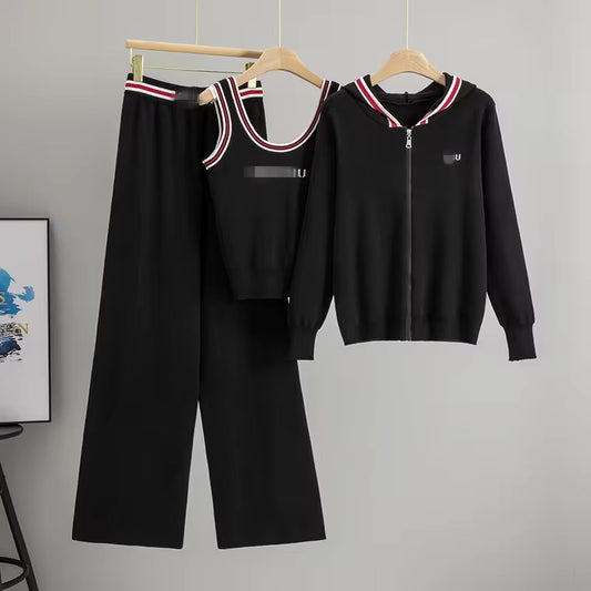Casual Zip Hoodie 3-Piece Lounge Set