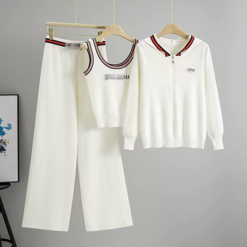 Casual Zip Hoodie 3-Piece Lounge Set