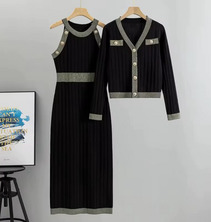 The Gold-Button Knit Set
