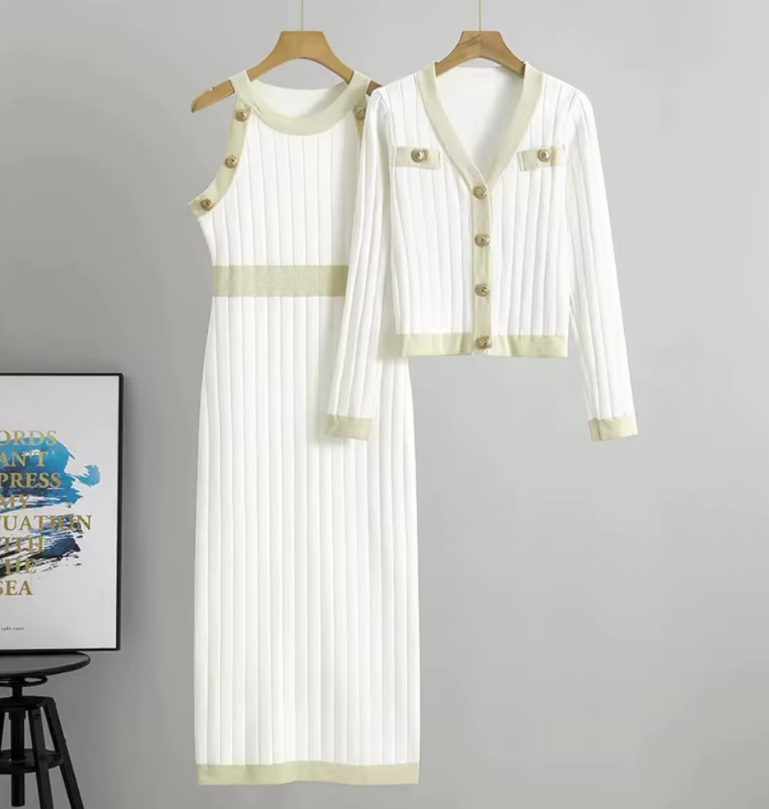 The Gold-Button Knit Set