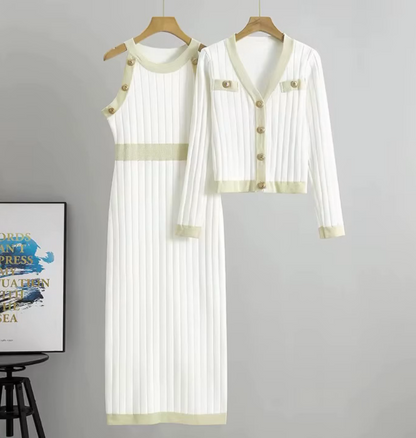 The Gold-Button Knit Set