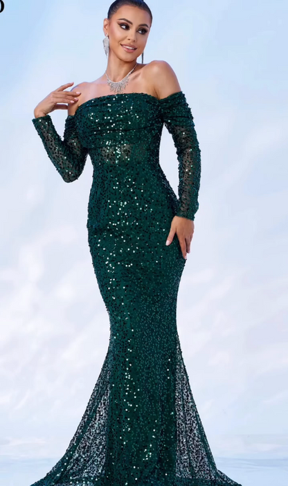 Emerald Enchanté Sequin Gown