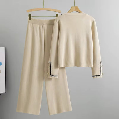 Round Neck Knit Cardigan 2-Piece Set