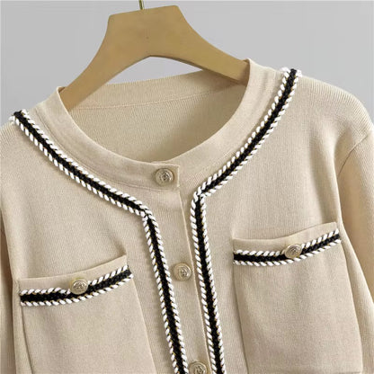 Round Neck Knit Cardigan 2-Piece Set