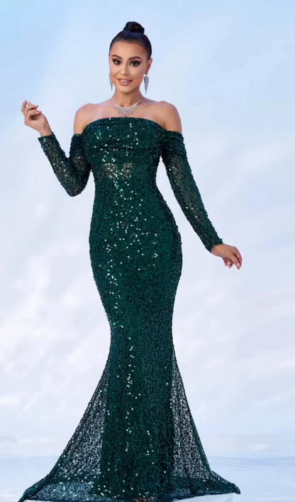 Emerald Enchanté Sequin Gown