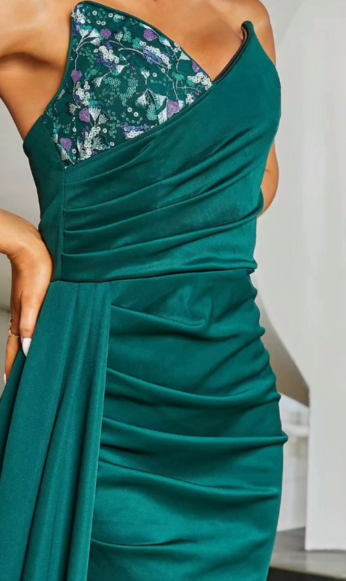 Emerald Enchant Draped Gown