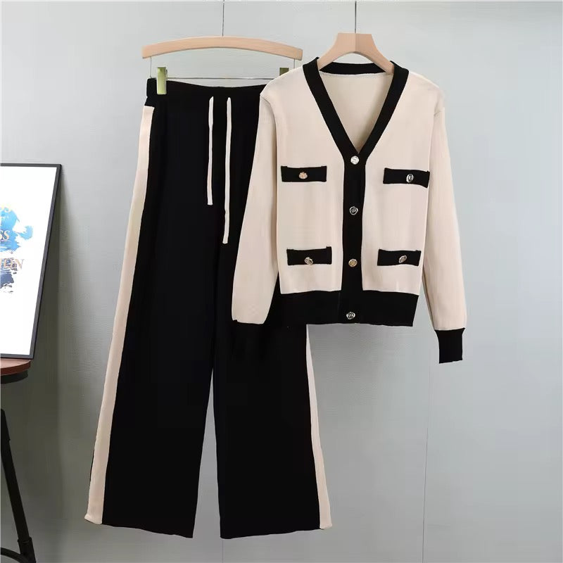 V-Neck Contrast Lounge 2-Piece Set