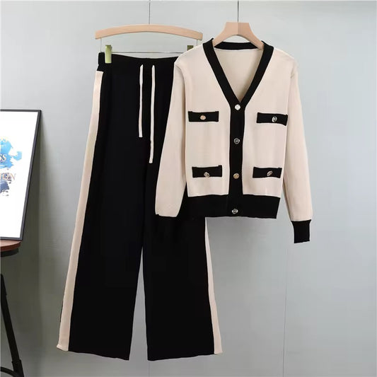 V-Neck Contrast Lounge 2-Piece Set