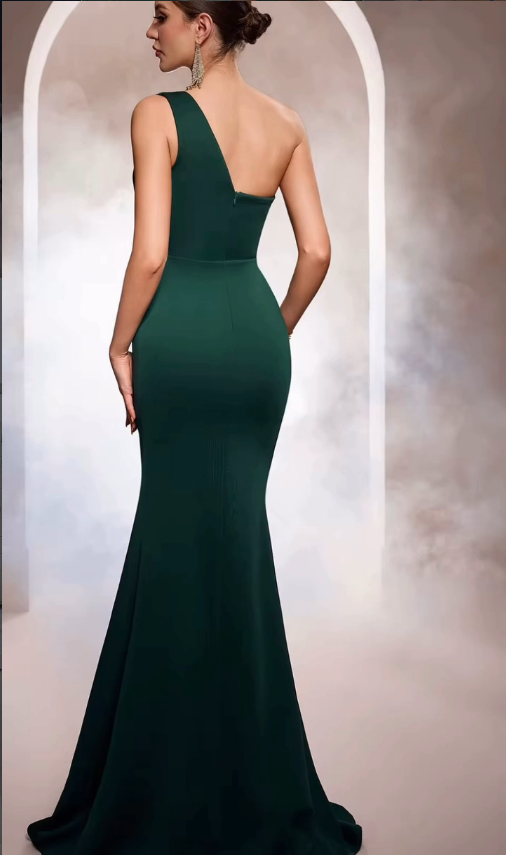 Emerald Drape Evening Gown