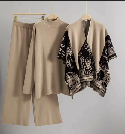 Elegant 3-Piece Knitwear Lounge Set