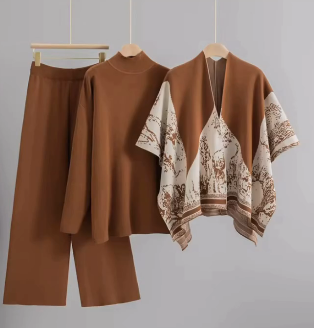 Elegant 3-Piece Knitwear Lounge Set
