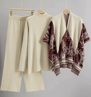 Elegant 3-Piece Knitwear Lounge Set