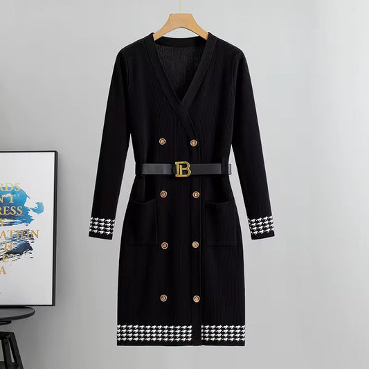 Belted Ribbed Knit Dress