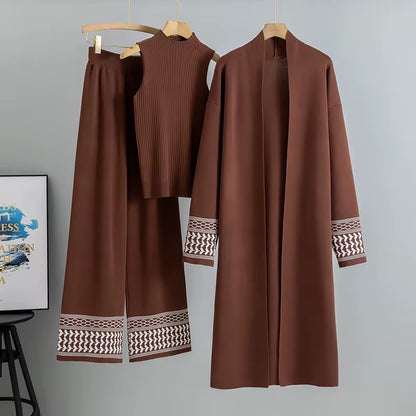 Mocha Elegance 3-Piece Knit Set
