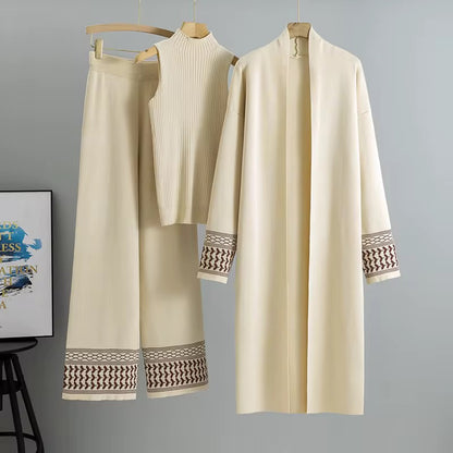 Mocha Elegance 3-Piece Knit Set