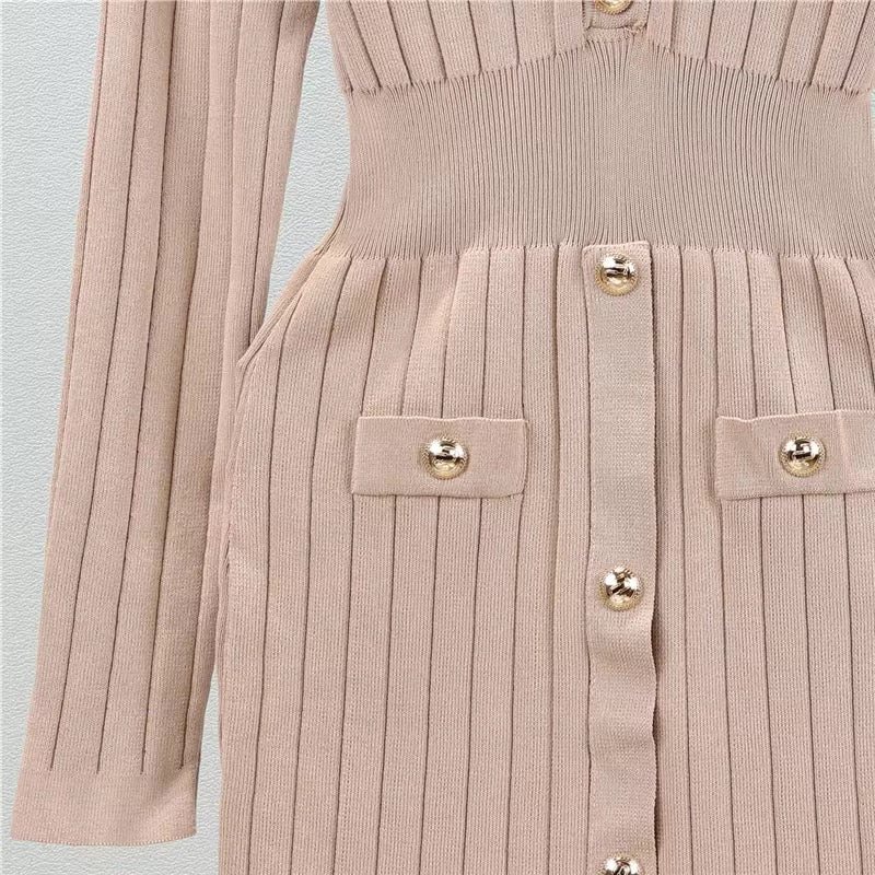Casual Elegant Ribbed Bodycon Dress