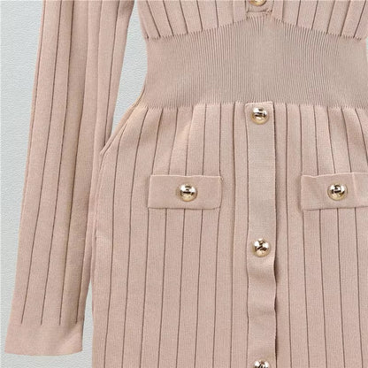 Casual Elegant Ribbed Bodycon Dress