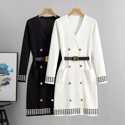 Belted Ribbed Knit Dress
