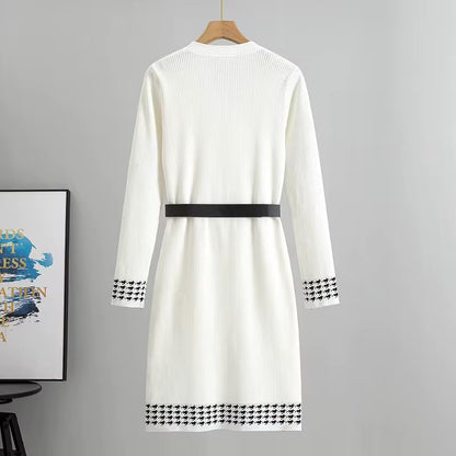 Belted Ribbed Knit Dress