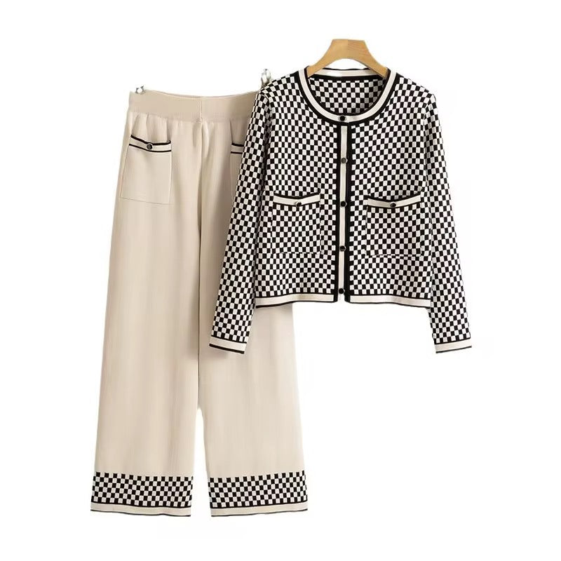 Monaco Check Knit Winter Set
