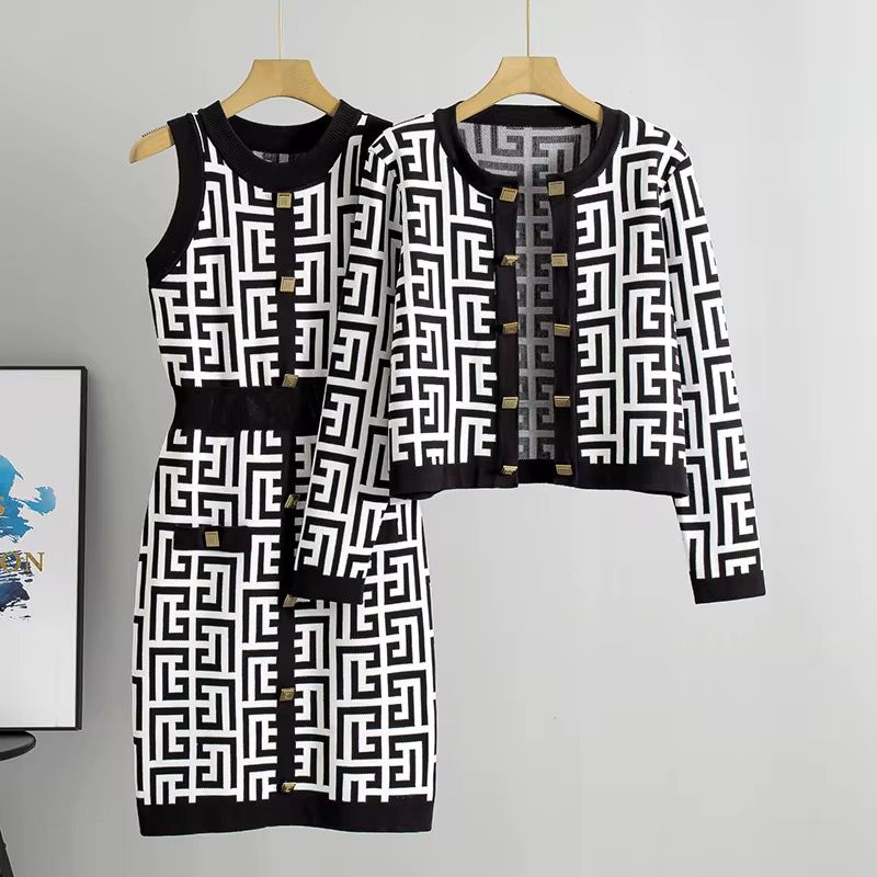 The Gold-Button Knit Set