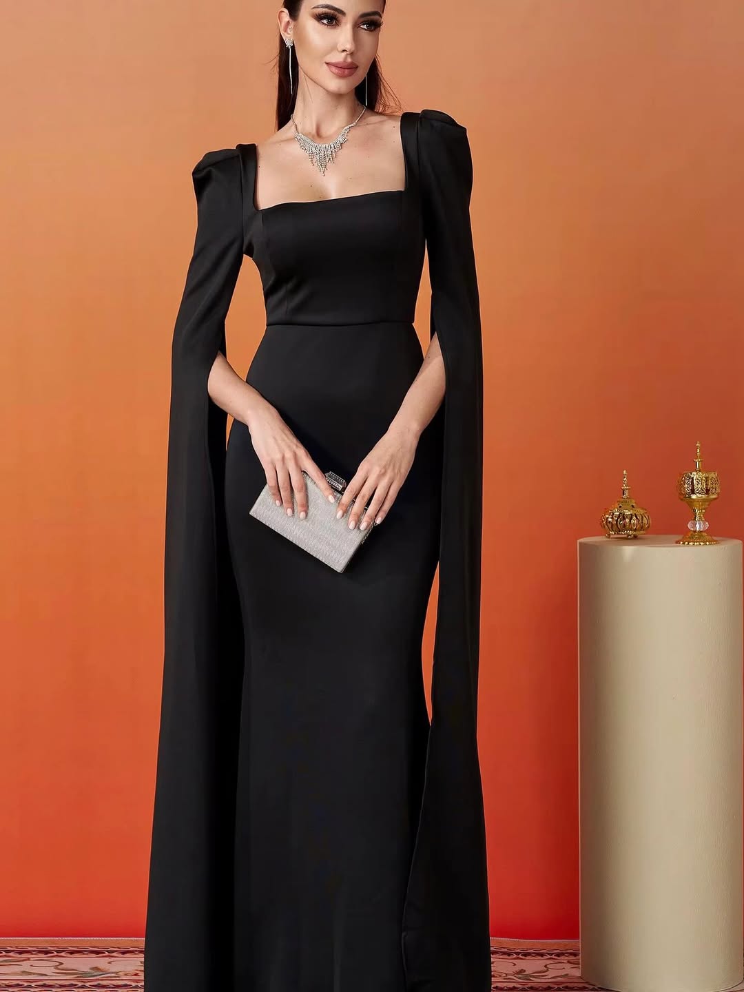 Midnight Empress Cape Gown