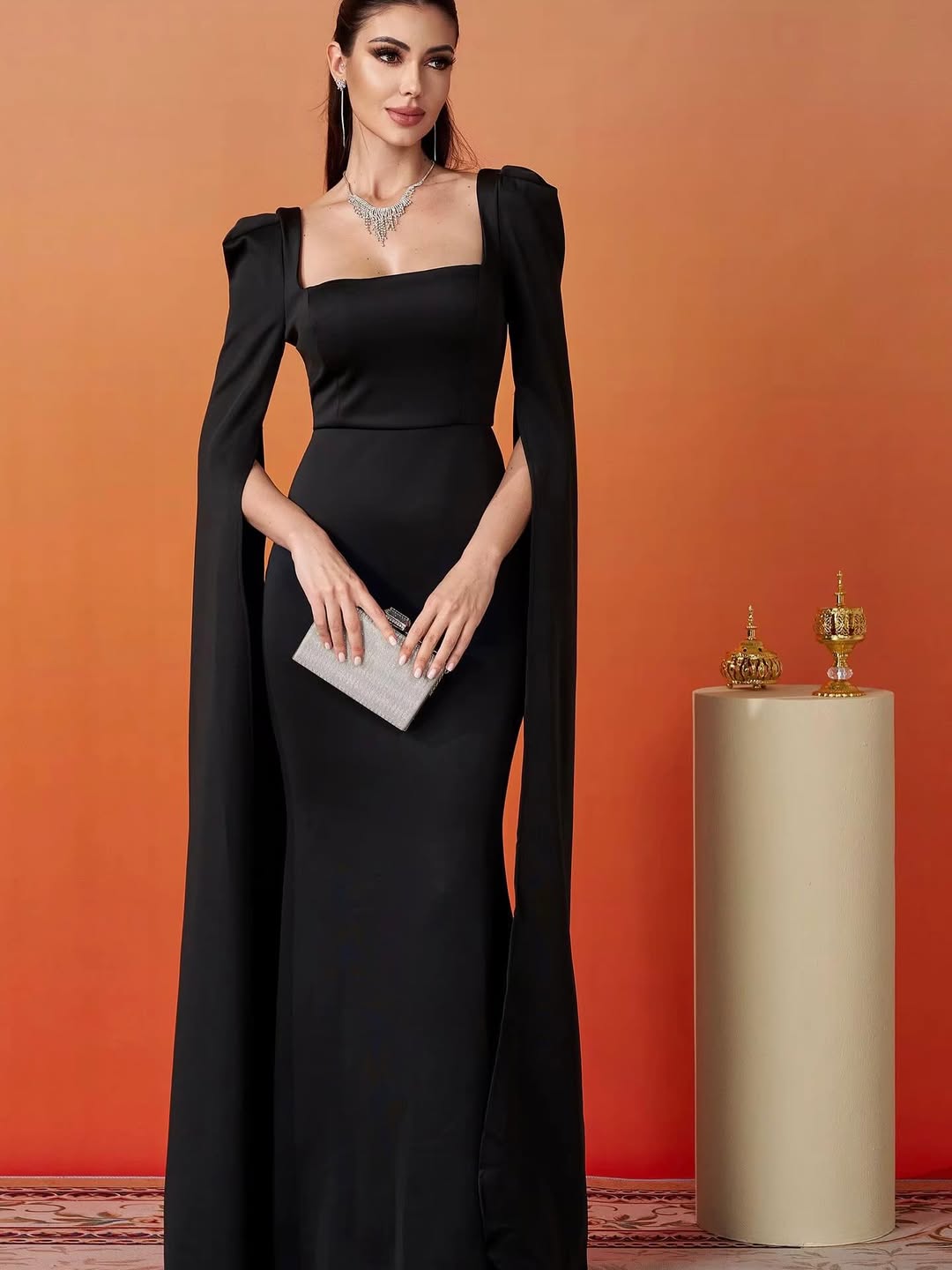 Midnight Empress Cape Gown