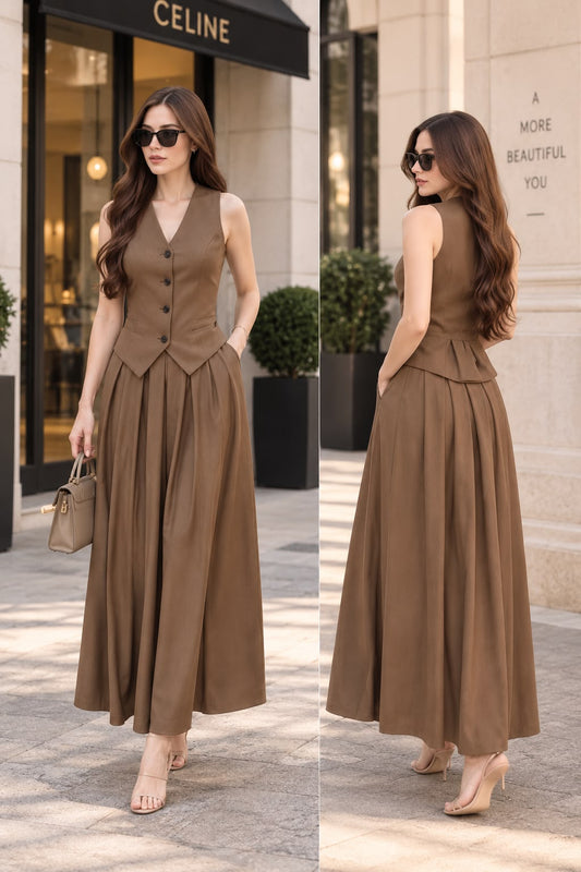The Camille Peplum Vest Set