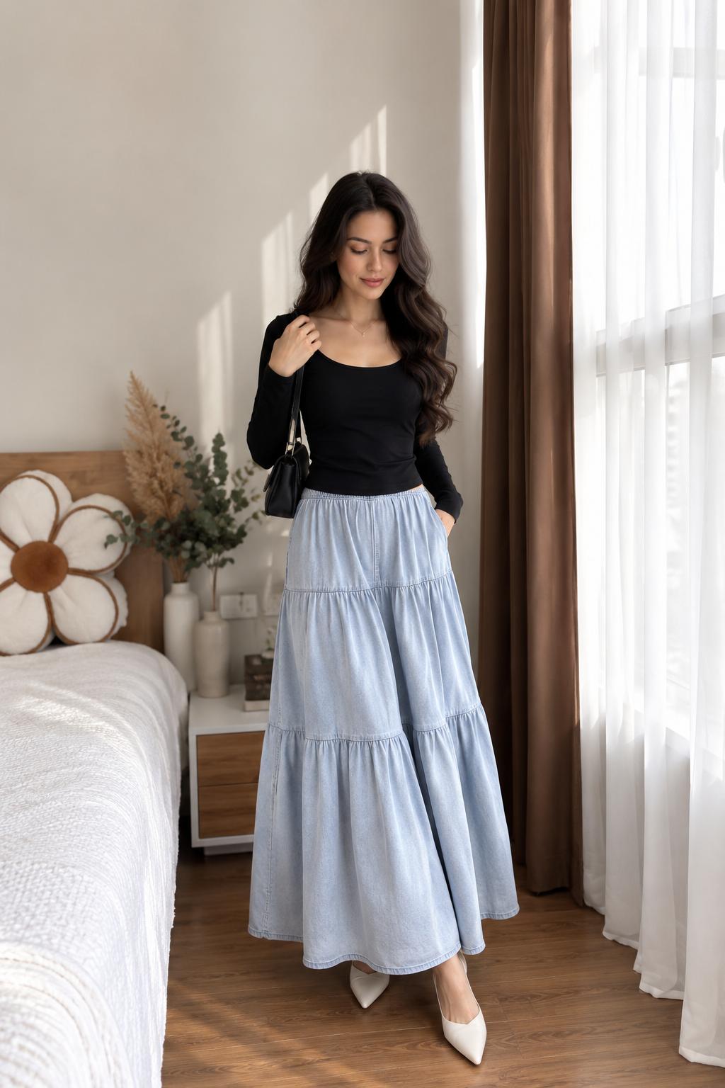 The Giselle Denim Maxi Set
