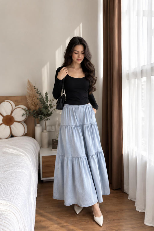 The Giselle Denim Maxi Set