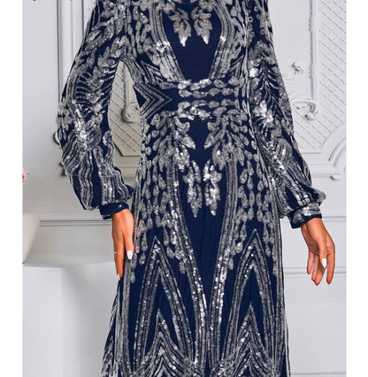 The Marceline Sequin Long-Sleeve Gown