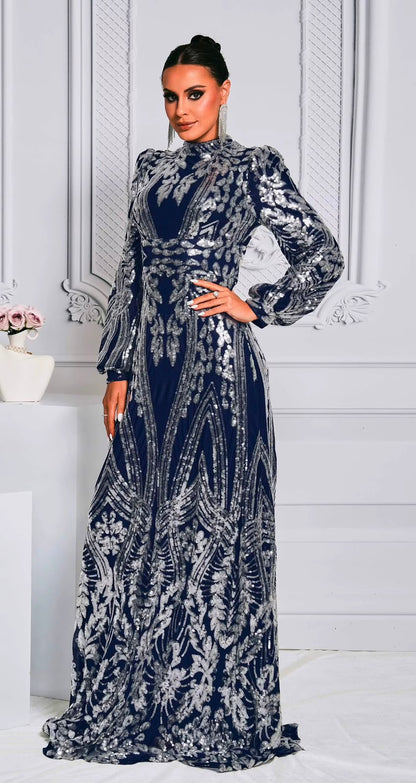 The Marceline Sequin Long-Sleeve Gown