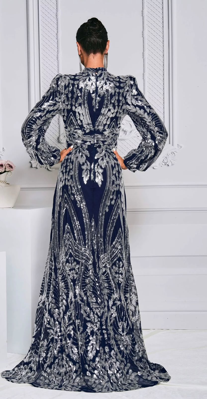The Marceline Sequin Long-Sleeve Gown