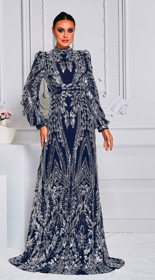 The Marceline Sequin Long-Sleeve Gown