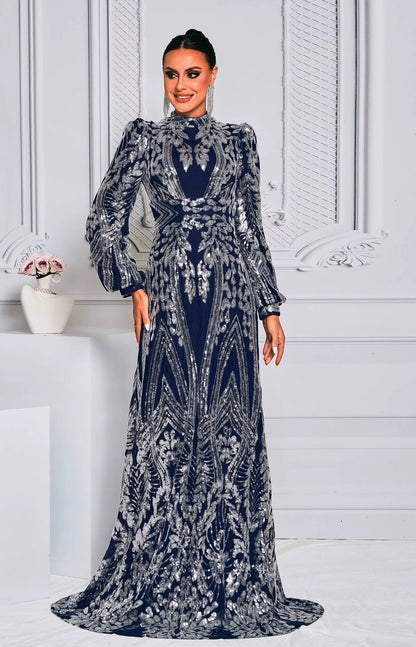 The Marceline Sequin Long-Sleeve Gown