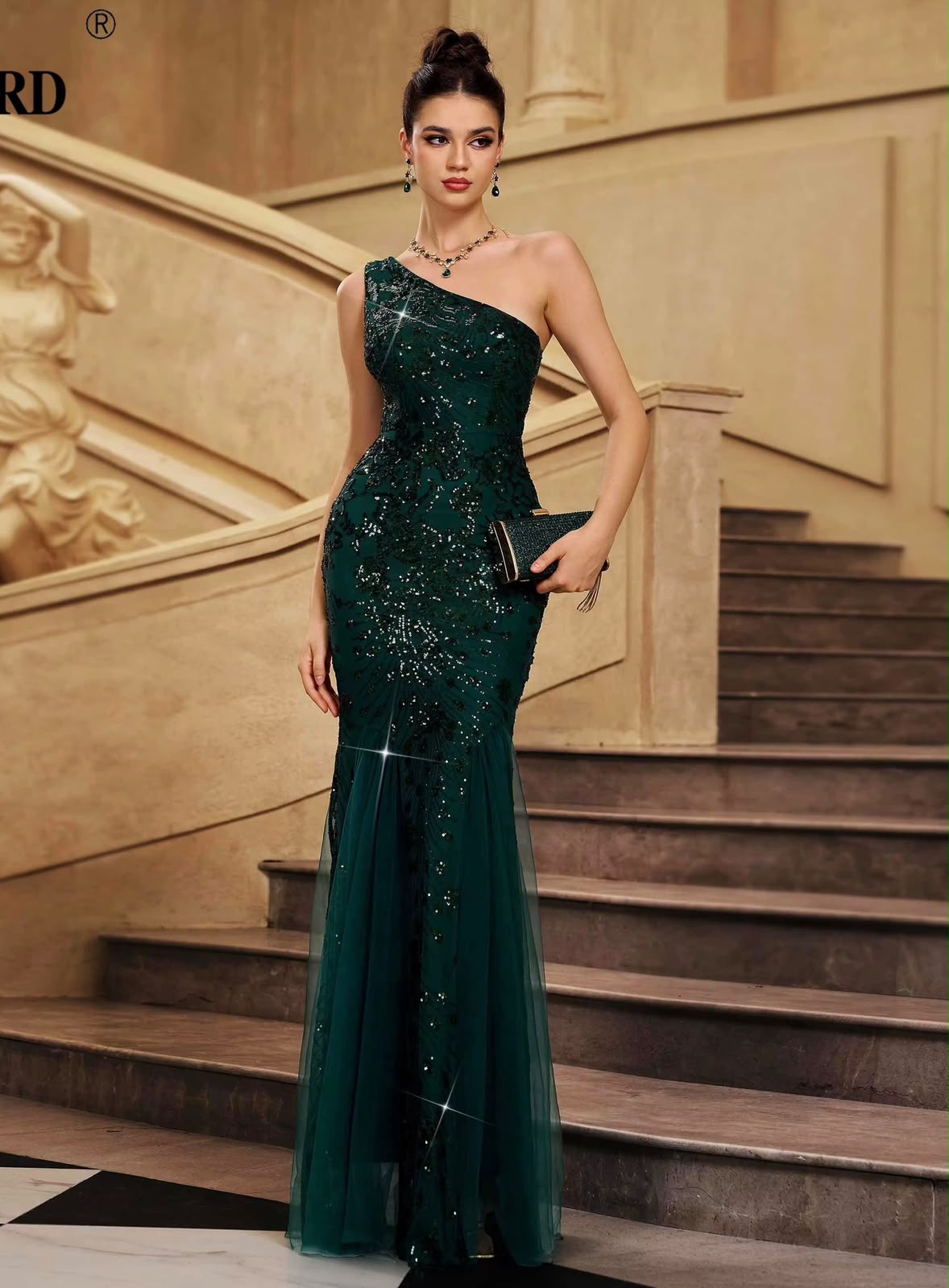 The Amara One-Shoulder Sequin Gown