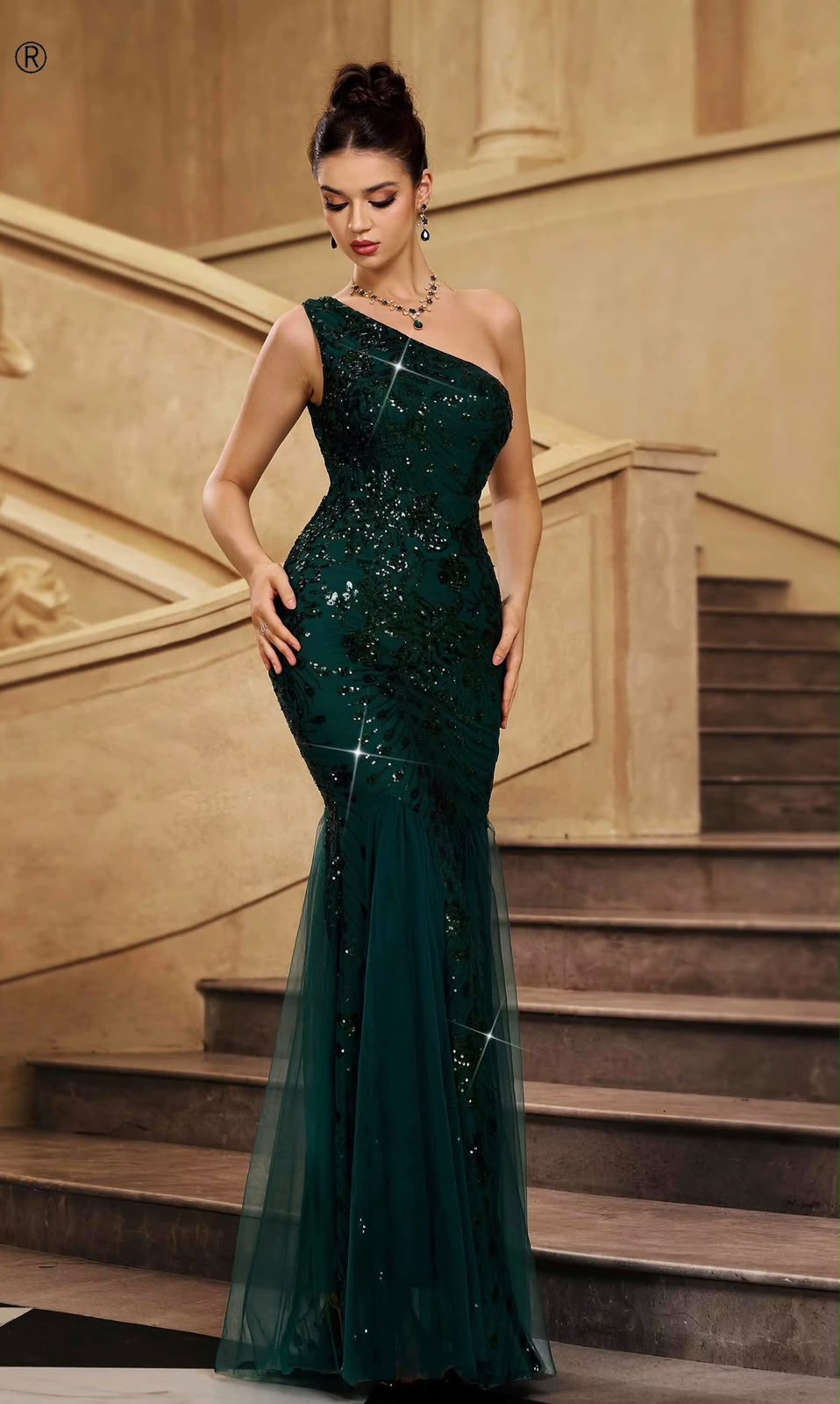 The Amara One-Shoulder Sequin Gown