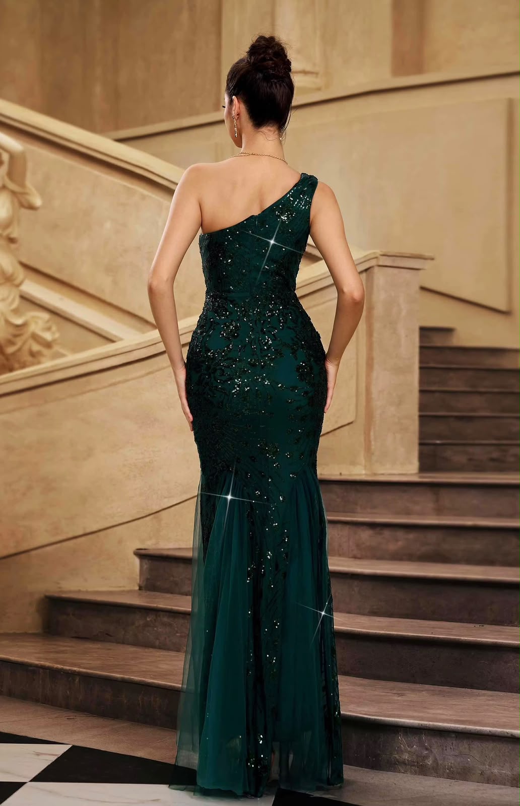 The Amara One-Shoulder Sequin Gown