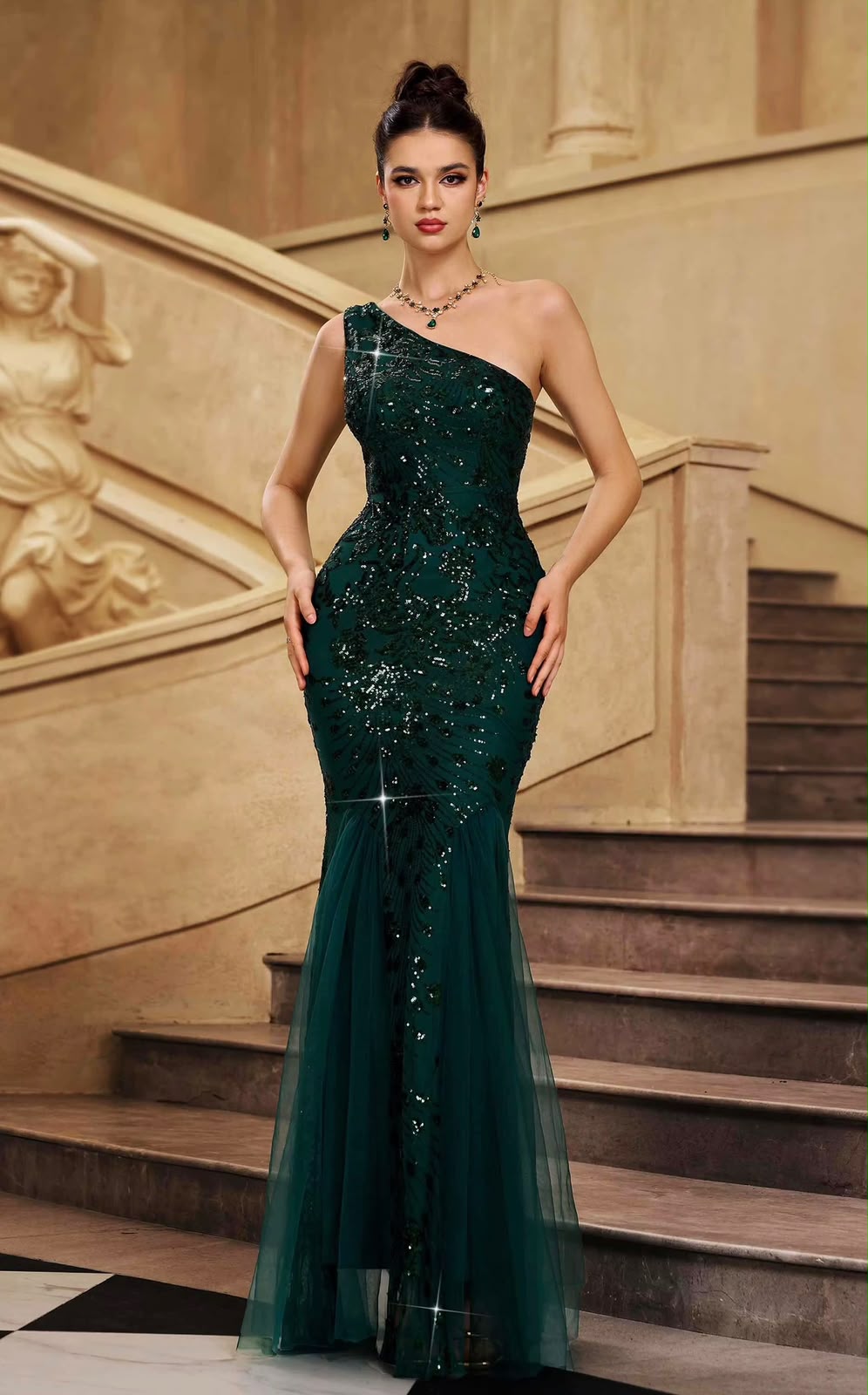 The Amara One-Shoulder Sequin Gown